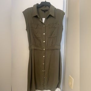 WHBM Forever Olive Utility Shirt Dress Size 8